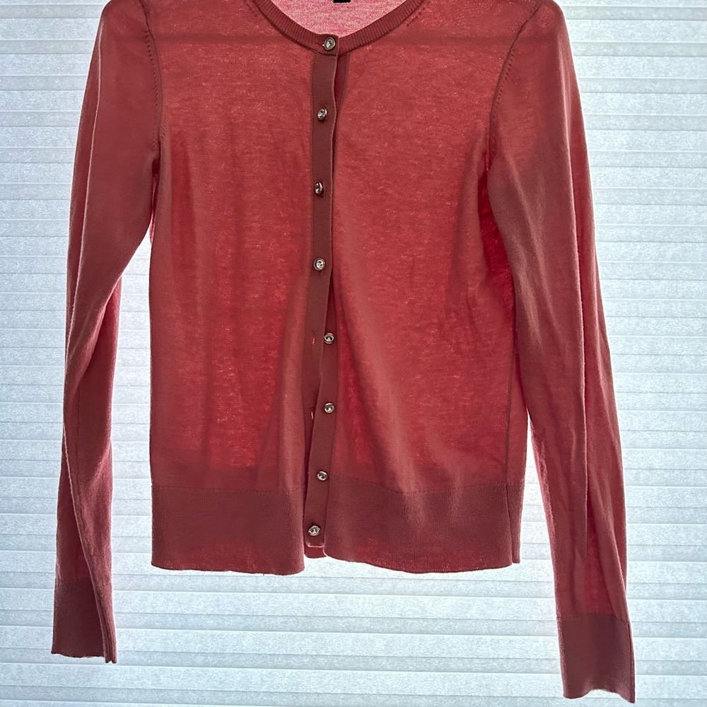Ann Taylor Coral Cardigan XS Button Front Lightweight Sweater - Picture 7 of 8